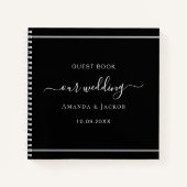 ゲストブック結婚白黒エレガント ノートブック (正面)