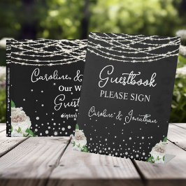 ゲストブック署名黒い符号文字列ライト 台座サイン