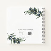 ゲストブック葉オリーブグリーン結婚ホワイト ノートブック (裏面)