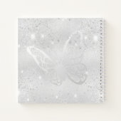 ゲストブック葬儀シルバーバタフライ写真 ノートブック (裏面)