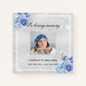 ゲストブック葬儀シルバーフローラ写真 ノートブック (正面)