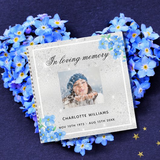 ゲストブック葬儀シルバーフローラ写真 ノートブック