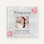 ゲストブック葬儀シルバーフローラ写真 ノートブック (正面)