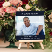 ゲストブック葬儀ダークブルー写真 ノートブック