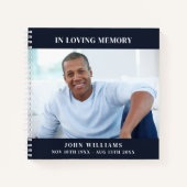 ゲストブック葬儀ダークブルー写真 ノートブック (正面)