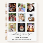 ゲストブック葬儀フォトコラージュ白いメモリアル ノートブック (正面)