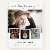 ゲストブック葬儀フォトコラージュ白いメモリアル ノートブック (正面)