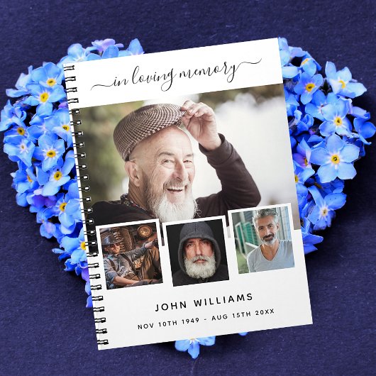 ゲストブック葬儀フォトコラージュ白いメモリアル ノートブック