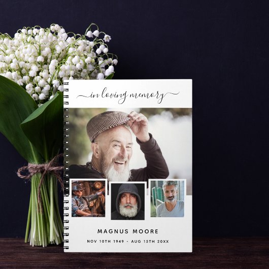 ゲストブック葬儀フォトコラージュ白いメモリアル ノートブック