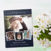 ゲストブック葬儀フォトコラージュ青いメモリアル ノートブック