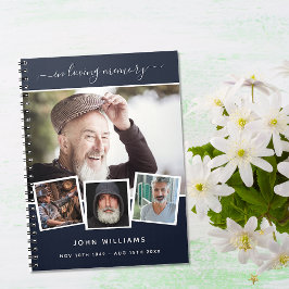 ゲストブック葬儀フォトコラージュ青いメモリアル ノートブック