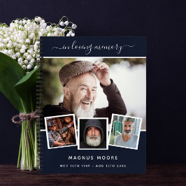 ゲストブック葬儀フォトコラージュ青いメモリアル ノートブック