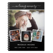 ゲストブック葬儀フォトコラージュ黒のメモリアル ノートブック (正面)