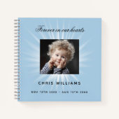 ゲストブック葬儀ブルーボーイ写真 ノートブック (正面)