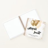 ゲストブック誕生日の白い金ゴールドバルーン名 ノートブック (内部)