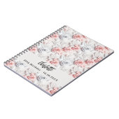 ゲストブック誕生日の花ピンクの白の名前 ノートブック (左側)