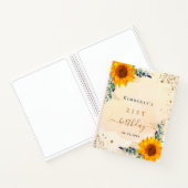 ゲストブック誕生日ひまわりユーカリ金ゴールド ノートブック (内部)