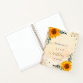 ゲストブック誕生日ひまわりユーカリ金ゴールド ノートブック (内部)