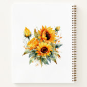 ゲストブック誕生日ひまわり花の水色 ノートブック (裏面)