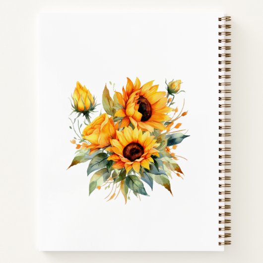 ゲストブック誕生日ひまわり花の水色 ノートブック (裏面)