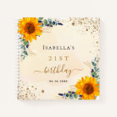 ゲストブック誕生日サンフラワーズユーカリプトゥスゴールデン ノートブック (正面)