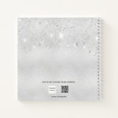 ゲストブック誕生日シルバーグリッターメタルモノグラム ノートブック (裏面)