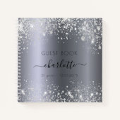 ゲストブック誕生日シルバーグリッター名 ノートブック (正面)