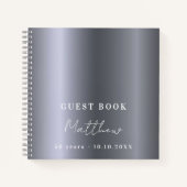 ゲストブック誕生日シルバーネームシンプル ノートブック (正面)