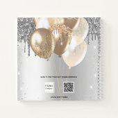 ゲストブック誕生日シルバー金ゴールドグリッターバルーン ノートブック (裏面)