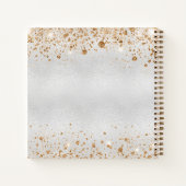 ゲストブック誕生日シルバー金ゴールドグリッターモノグラム ノートブック (裏面)