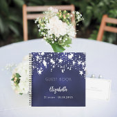 ゲストブック誕生日ネイビーブルーホワイトスターズ名 ノートブック