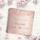 ゲストブック誕生日バラ金ゴールドグリッターモノグラム ノートブック
