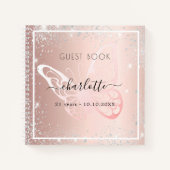 ゲストブック誕生日バラ金ゴールドシルバーバタフライ ノートブック (正面)