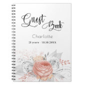 ゲストブック誕生日バラ金ゴールドフローラ銀 ノートブック (正面)