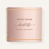 ゲストブック誕生日バラ金ゴールド エレガント ノートブック (正面)