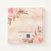 ゲストブック誕生日パンパスグラス赤面ピンク ノートブック (裏面)