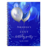 ゲストブック誕生日パーティーブルー王室のドリップ ノートブック (正面)