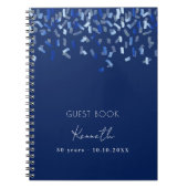 ゲストブック誕生日パーティーブルー紙吹雪 ノートブック (正面)