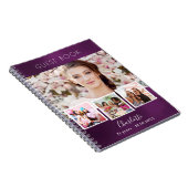 ゲストブック誕生日パープルフォトコラージュ ノートブック (右側)