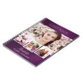 ゲストブック誕生日パープルフォトコラージュ ノートブック (左側)