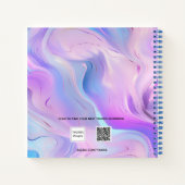 ゲストブック誕生日ピンクパープルブルーホログラフィック ノートブック (裏面)