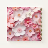 ゲストブック誕生日ピンク白花模様名 ノートブック (裏面)