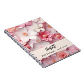 ゲストブック誕生日ピンク白花模様名 ノートブック (右側)