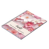 ゲストブック誕生日ピンク白花模様名 ノートブック (左側)