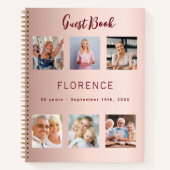 ゲストブック誕生日フォトコラージュバラ金ゴールド ノートブック (正面)