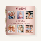 ゲストブック誕生日フォトコラージュバラ金ゴールド ノートブック (正面)
