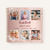 ゲストブック誕生日フォトコラージュバラ金ゴールド ノートブック (正面)