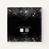 ゲストブック誕生日ブラックシルバーグリッター名 ノートブック (裏面)