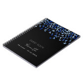 ゲストブック誕生日ブラックブルー紙吹雪 ノートブック (左側)