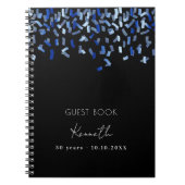ゲストブック誕生日ブラックブルー紙吹雪 ノートブック (正面)